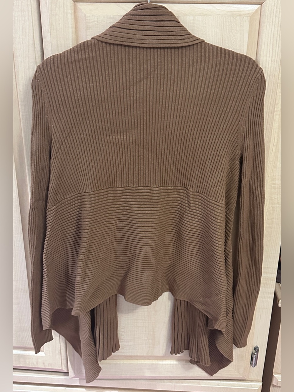 Brown Ribbed Open-Front Cardigan - Picture 3 of 4